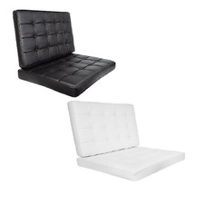 Black / White Genuine Leather/Match Pavilion Style Replacement Chair Cushion Set