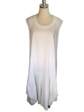 Focus White Cotton Long Dress Size Large Lagenlook Sleeveless Long NEW
