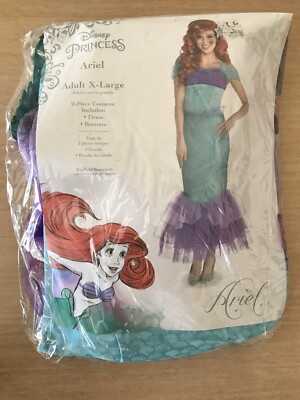 Ariel Disney Princess Little Mermaid Halloween Adult Costume Size XL 14-16  New