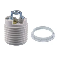 Keyless Porcelain Threaded Socket with Hickey, Medium Base E26 Threaded Keyless
