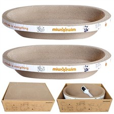 4PCS 2 Cat Scratcher Bowl 1 Corrugated Scratch Pad with Box 1 Brush,Oval Sh...