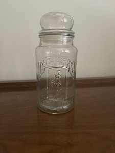 Vintage 1981 75th Anniversary Planters Mr. Peanut Glass Jar with Lid Canister