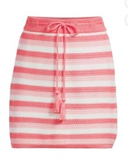 Steve Madden Juniors Crochet Skirt Coral White Drawstring Size XXXL