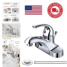 Single Handle Bathroom Faucet 4 Inch Centerset Chrome Stainless Steel Mixer Tap