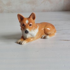 Branksome China Corgi Dog Figurine Ornament L 8cm England Animal Tan White