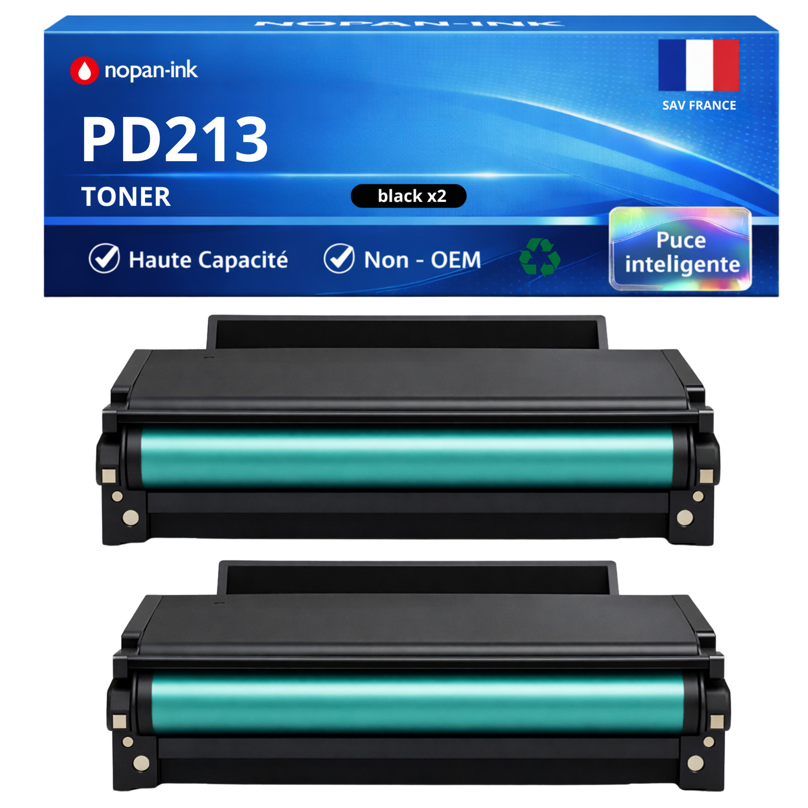 Toner PD213 noir compatible Pantum pack de 2 cartouches capacité 1600 pages