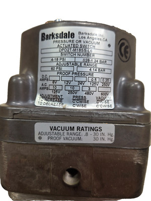 BARKSDALE DPD2T-M18SS-L6 Pressure/Vacuum Switch NEW