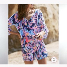 Lilly Pulitzer Del Lago Romper Nauti Navy Boho Bateau Size XXS Resortwear Beach