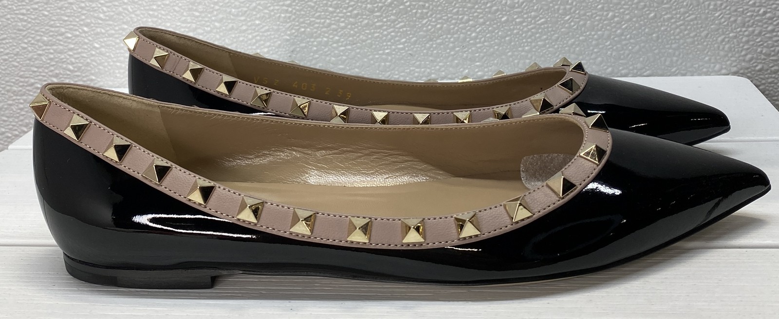 Valentino Garavani Patent Rockstud Ballet Women's Size 8.5 Leather Black Poudre thumbnail 2