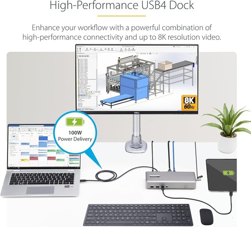 StarTech.com USB-C Docking Station (10-in-1, USB4), Up to 100W Charging for Lapt - Afbeelding 4 van 7