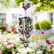 Large Deep Resonance Serenity Rooster Wind Chimes Color Metal Outdoor Home Decor