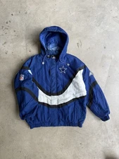 Vintage Dallas Cowboys Zip Puffer Jacket Size Large Team NFL Apex One Hood