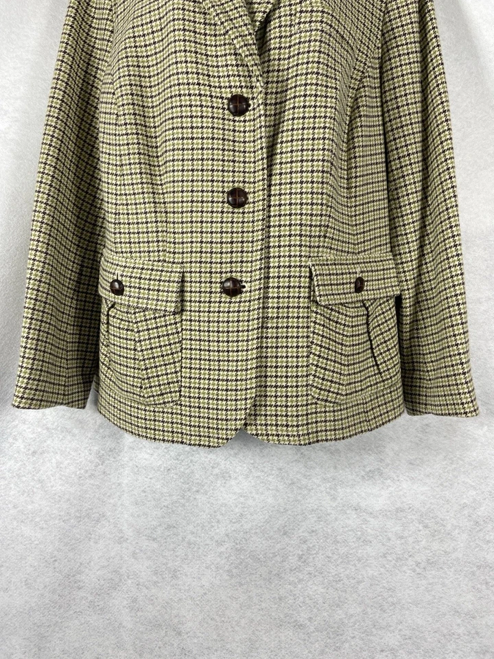 Chaqueta Talbots Mujer’s 18W Verde Marrón Blazer Mezcla Lana Pata de Gallo Tweed Foto 3 de 4