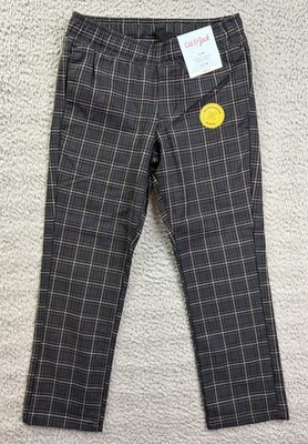 Cat & Jack Pants Boys 4 Slim Black Plaid Drawstring Reinforced
