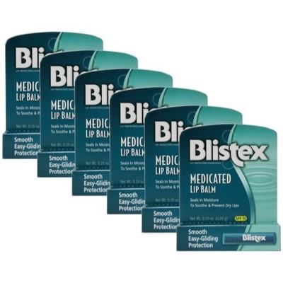 6 Pack Blistex Medicated Lip Balm Spf 15 0.15 Oz Each