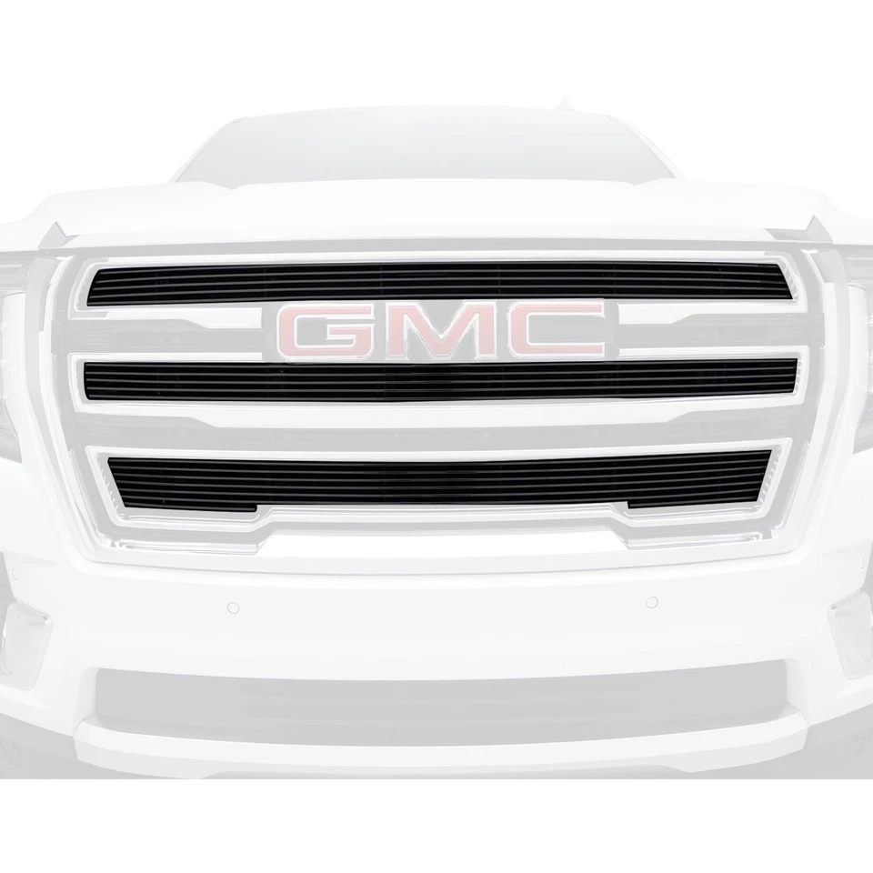 For GMC Yukon XL 2020-2024 T-Rex 3-Pc Black Horizontal Billet Main Grille - Image 2 of 4