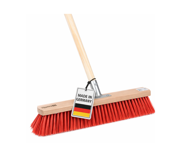 StraßEnbesen 60Cm Breit Kunststoff-Borsten Besen Rot Kehrbesen Mit Stiel 140Cm-image