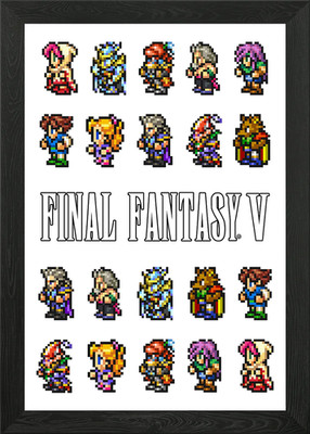 Final Fantasy V Pixel Art Framed Wall Art Poster Canvas Print Picture