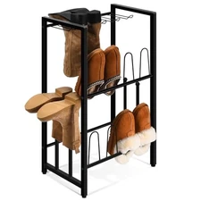  Free Standing Shoe Racks, Vertical Boot Rack, Black Metal Boot Storage 
