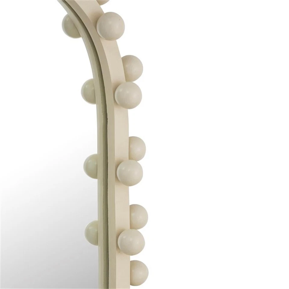 Pemberly Row Contemporary Bubbles Ivory Oval Metal Wall Mirror - Image 4 of 4