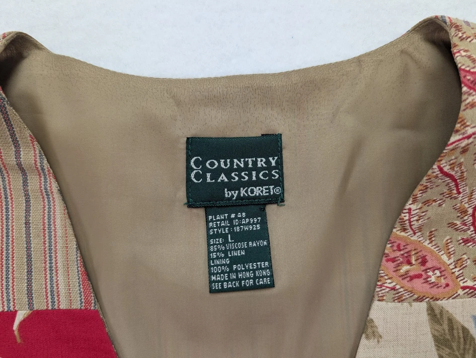 Chaleco para mujer Country Classics by Koret vintage años 90 talla L beige retazos florales Foto 4 de 4