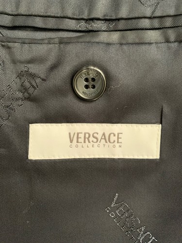 Mens LUXURY VERSACE COLLECTION WOOL SUIT In BLACK STRIPE 38R EXCELLENT CONDITION - Picture 4 of 7
