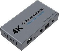 HDMI Switch 2x1 HDMI Splitter 2 in 1 Out Switcher HDMI Converter with 3.5mm/Opti