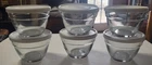 Pampered Chef Clear Glass Bowl Set with White Lids, 6-Piece, Round, Glossy