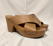 Lucky Brand LKTakara Leather Platform Clog Slide Sandals Brown Women  s 7.5