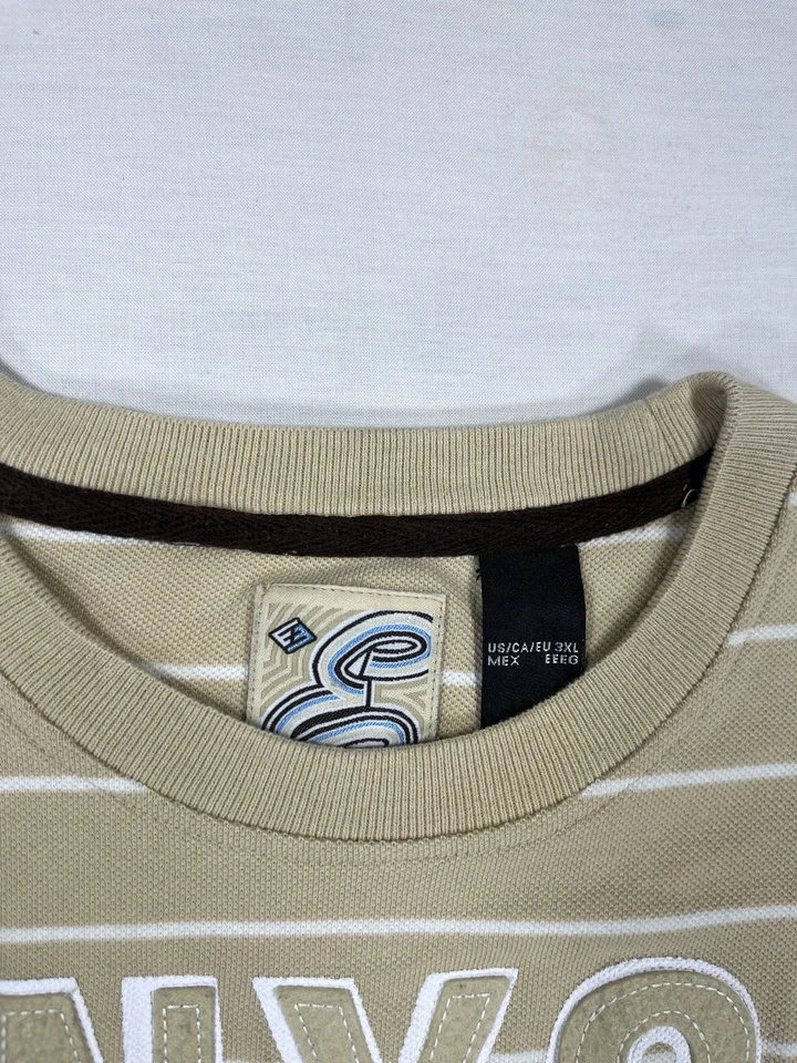Camiseta Para Hombre Enyce 3XL Beige Blanco Rayas Logo Ropa de Calle Hip Hop Urbana Foto 3 de 4
