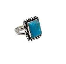 Turquoise Ring: Solid Sterling Silver Statement Valentine Ring All Size R 574