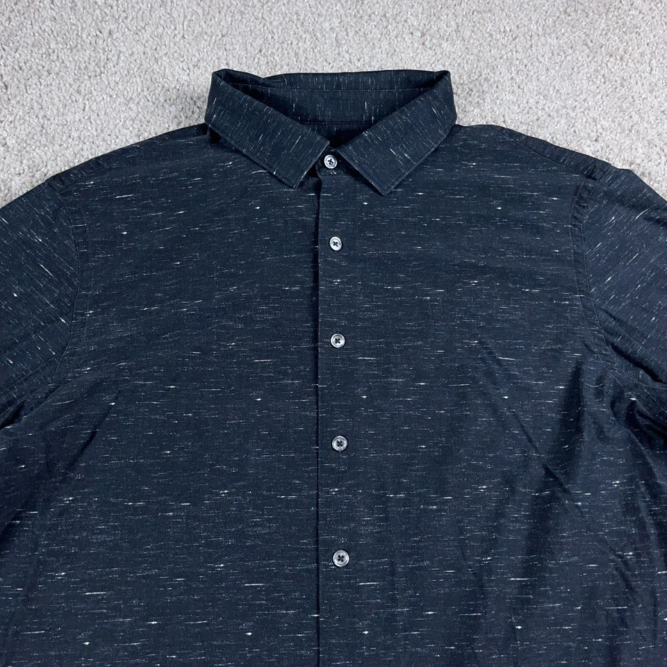 Bugatchi Shirt Mens Extra Large Black Gray Ooohcotton Tech 8 Way Stretch Office - Image 2 of 4