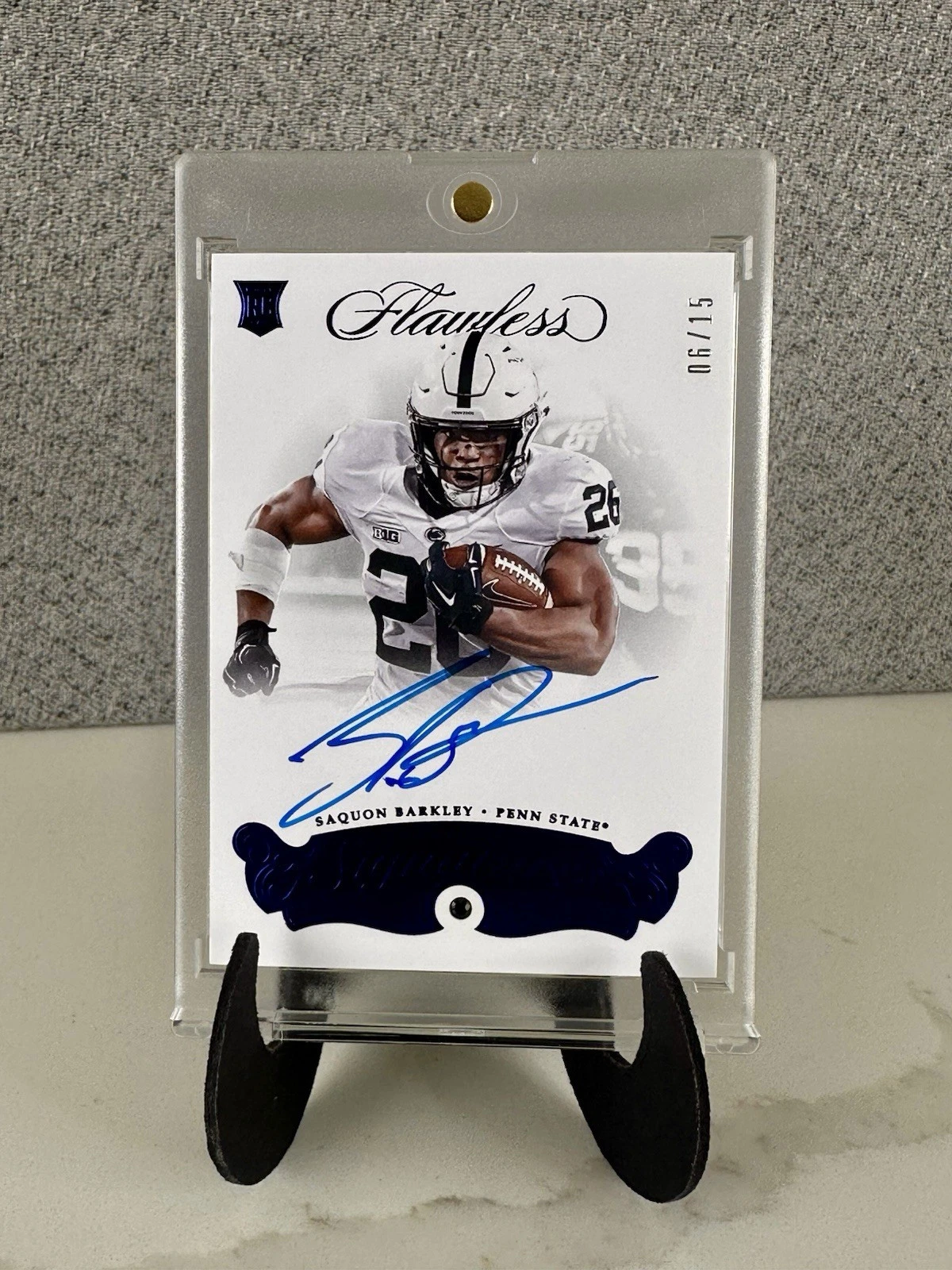 Saquon Barkley Panini Flawless Collegiate Flawless Rookie Team Slogan Signatures #106 Base