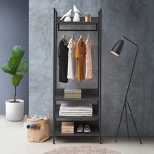 Open Wardrobe with 4 Shelves Wardrobe Storage with Hanging Rail for Small Space