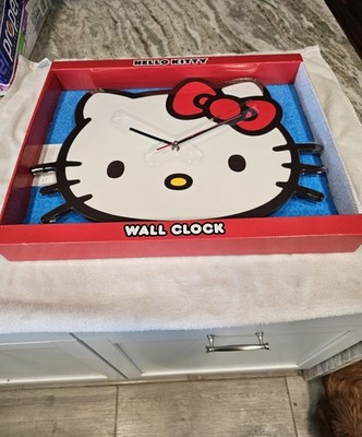 Sanrio Hello Kitty Wall Clock Analog Quartz Battery Powered White Red Black