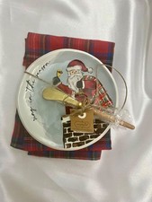 Mud Pie Merry Christmas Santa plate with napkin and cheese spreader