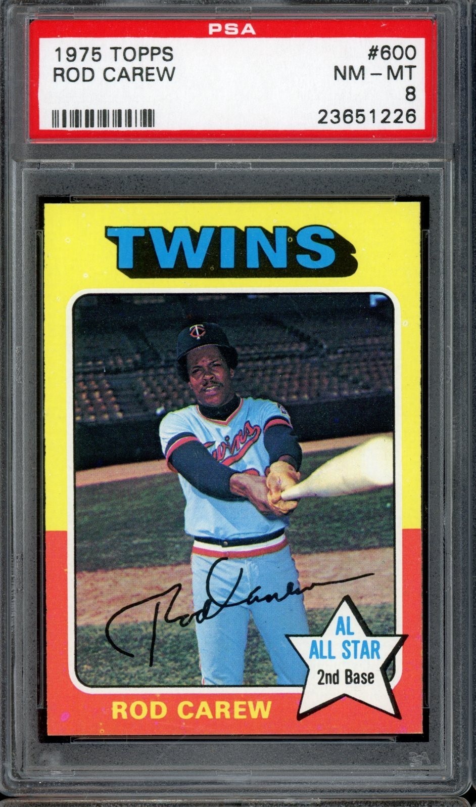 1975 Topps Baseball #600 Rod Carew PSA 8