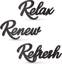 3 Pieces Bathroom Decor Wooden Bathroom Sign Relax Renew Refresh Sign (Black)