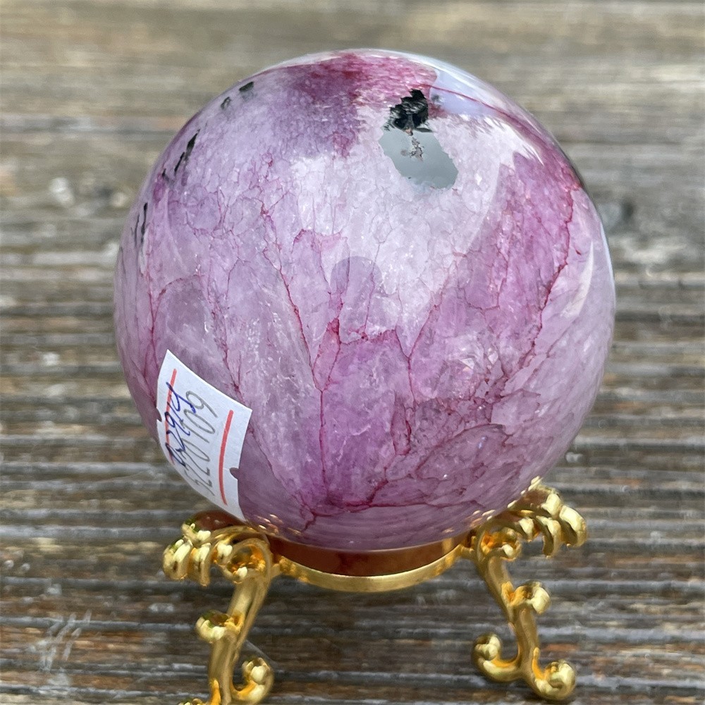 0.6LB 2.3" Black Sardponyx Amethyst Sphere Ball Crystal Quartz Heal Energy Reiki