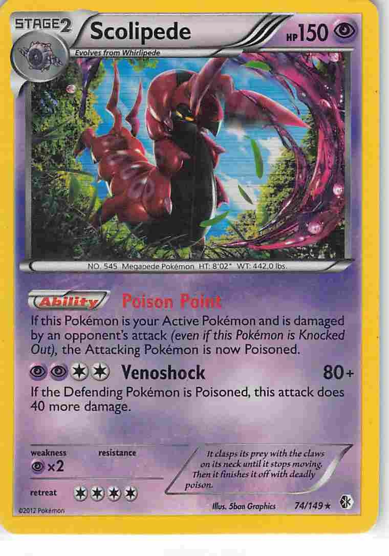 Scolipede 74/149 Holo Rare Boundaries Crossed Pokemon LP