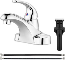 Polish Chrome Bathroom Sink Faucet Single Handle 4 Inch Centerset