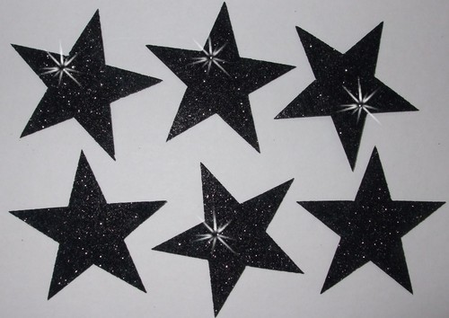 FABRIC GLITTER 2inch 50mm STARS IRON-ON HOTFIX T-SHIRT TRANSFER PATCH applique - Picture 5 of 12