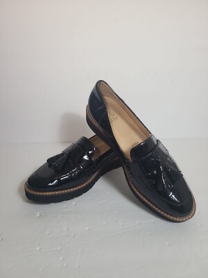 Naturalizer August Patent Leather Loafer Tassel Slip on black glossy M 