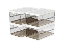 SNSLXH 18QT Upgrade 4 Pack Stackable Storage Bins with 2 lids, Closet Organizers