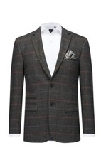 Dobell Grey Windowpane Check Tweed Jacket Size:UK 46 S, EU 56 GREY