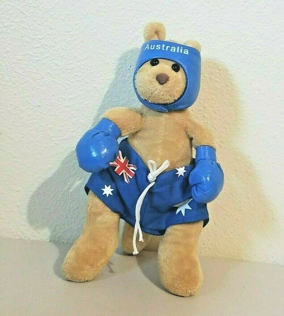 Australia Souvenir BOXING KANGAROO Blue Gear Flag Shorts Stuffed Plush