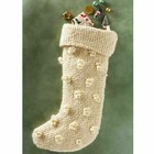 NEW Anthropologie Textured Bobble Christmas Stocking Cream Ivory Wool Holiday