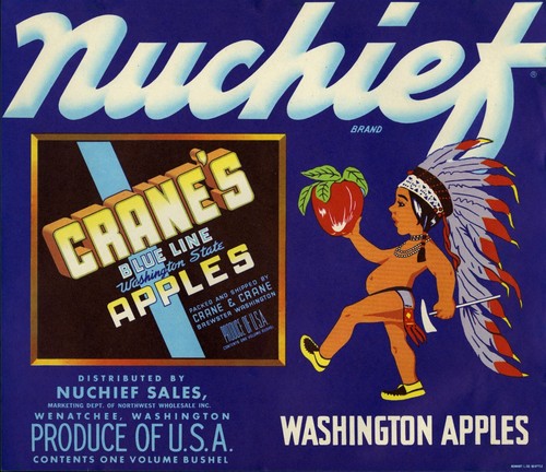Nuchief Cranes Blue Line Brand Apple Crate Label - Nuchief Sales