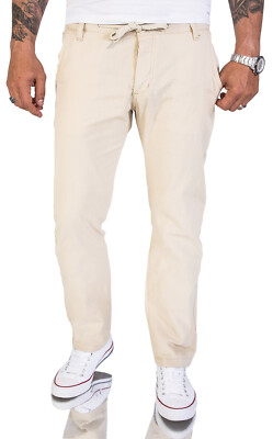 Herren Hose locker Sommerhose Baumwolle Leine Hose Stoffhose Regular Fit RC-2152