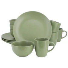 Gibson Home Everyday Plus 12 Piece Round Stoneware Dinnerware Set In Green